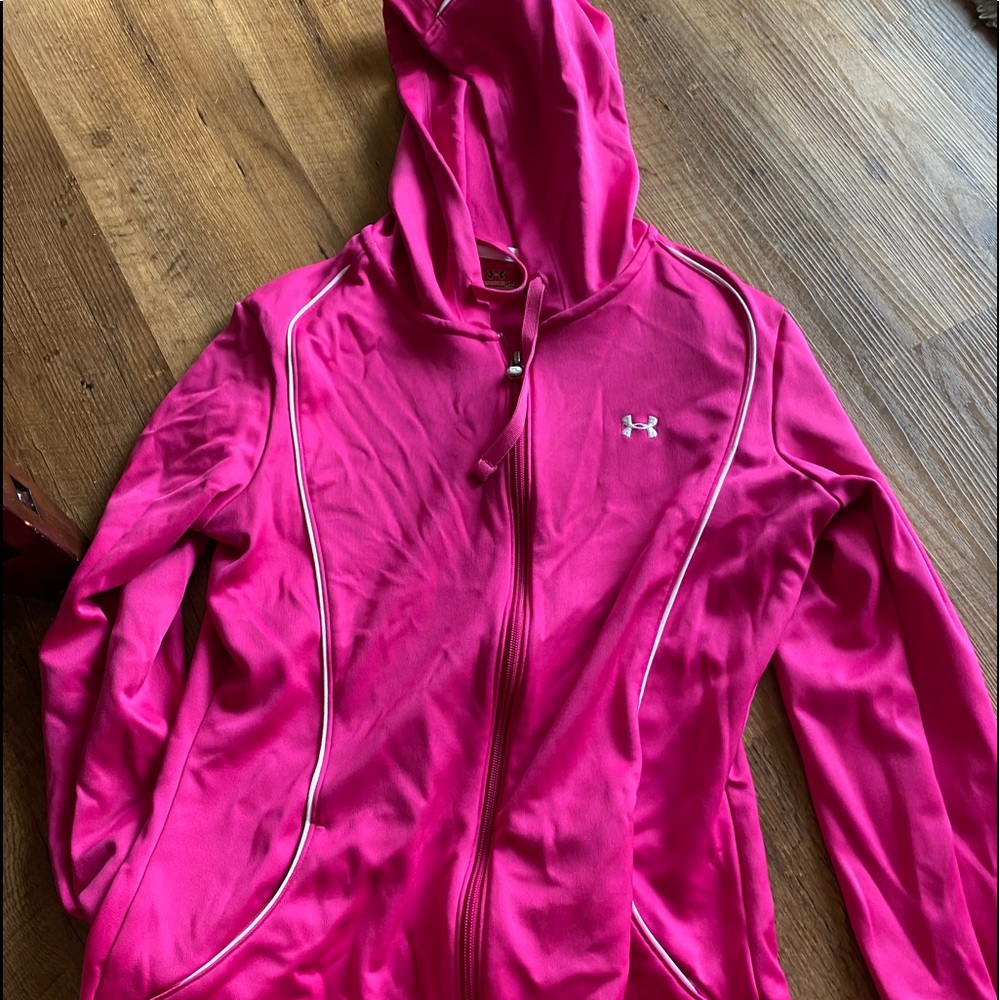 Pink Under Armour zip up with hood